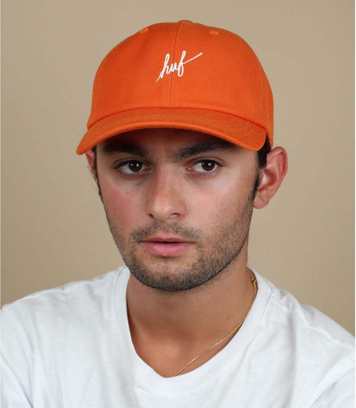 orange Huf cap Curve Script rust